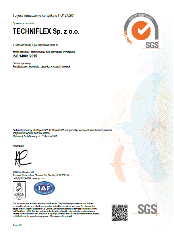 Certyfikat ISO14001